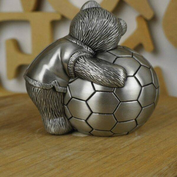 Tirelire ballon de foot avec ourson en métal Tirelire ballon de foot Tirelire métal