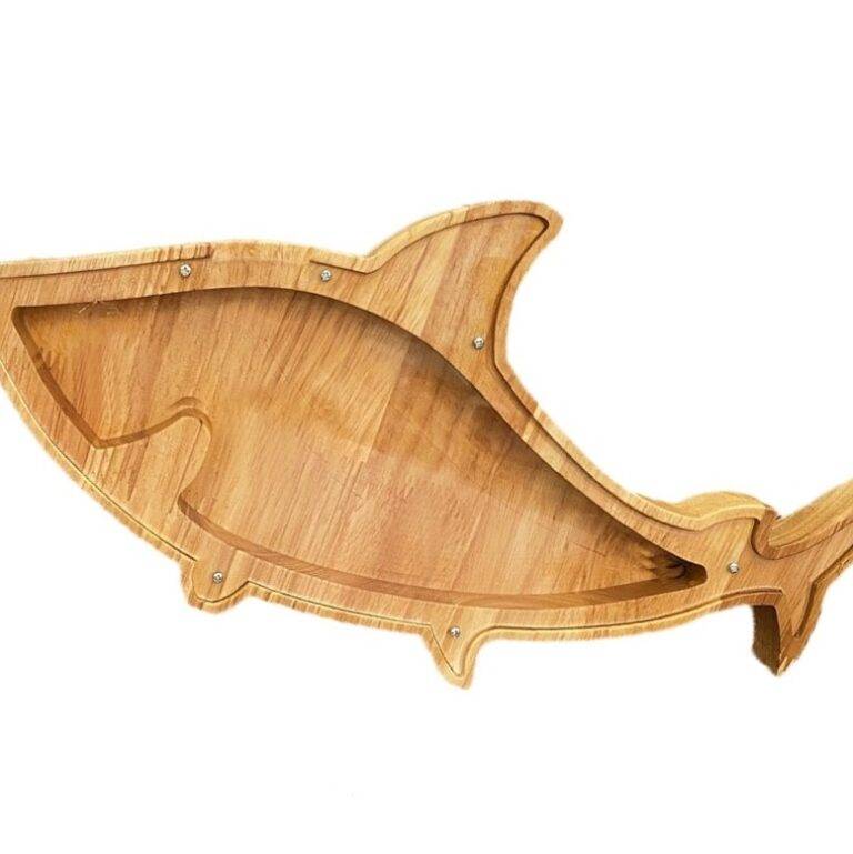 Tirelire en bois transparente en forme de requin