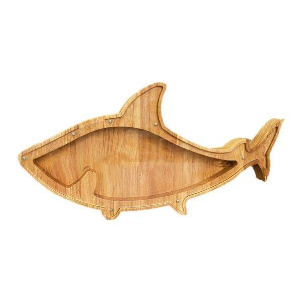 Tirelire en bois transparente en forme de requin