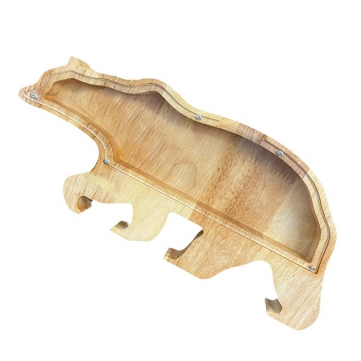 Tirelire en bois transparente renard Tirelire en bois