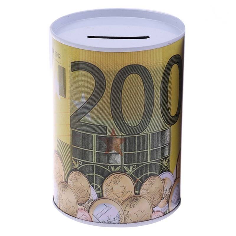 Tirelire boîte en métal cylindrique Billet de 200€ D 10 x H 15 cm sans  couvercle - B Queen Market