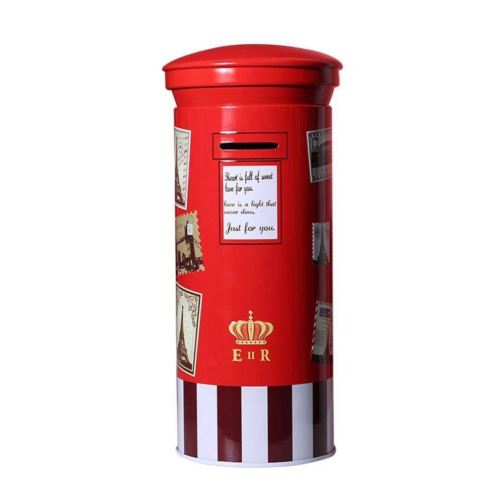 Tirelire métal rouge en forme de boîte aux lettres londonienne Tirelire métal